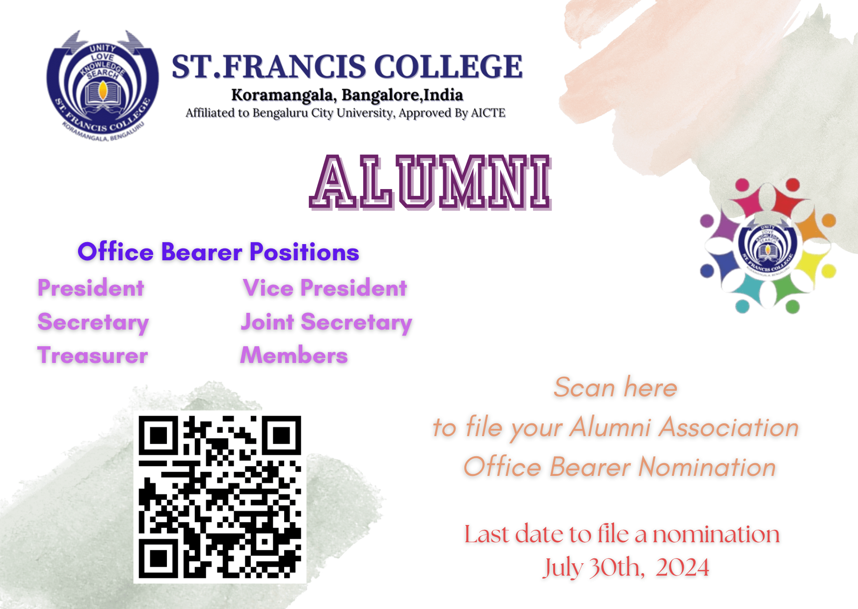 Nomination for St. Francis Alumni Association Office Bearers